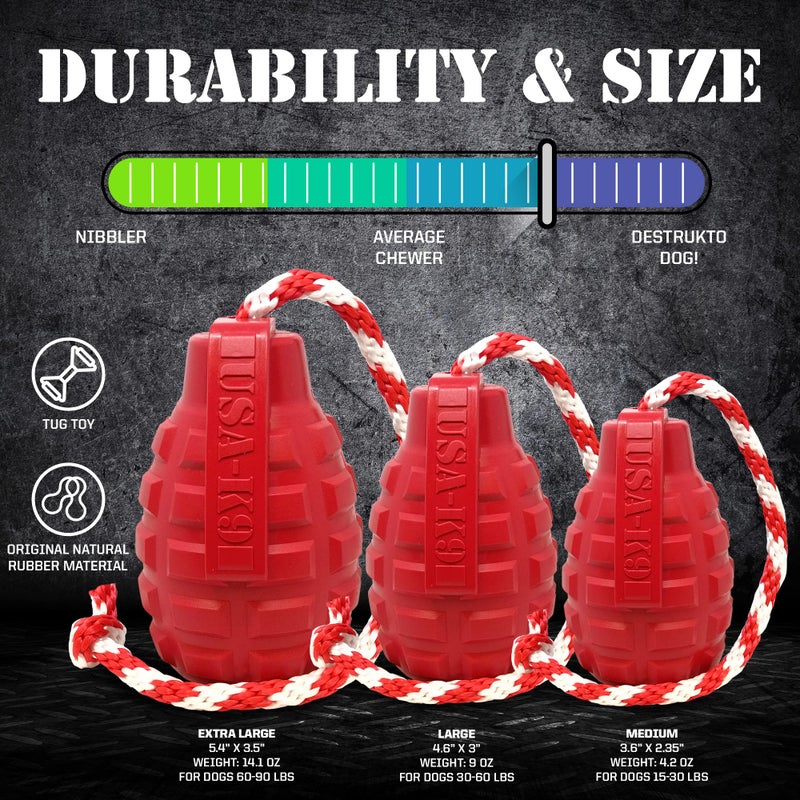 SodaPup USA-K9 Grenade â€“ Durable Dog Tug Toy, Chew Toy & Treat Dispenser Made in USA from Non-Toxic, Pet-Safe, Food Safe Natural Rubber Material for Mental & Physical Stimulation, Bonding, & More - Image 5